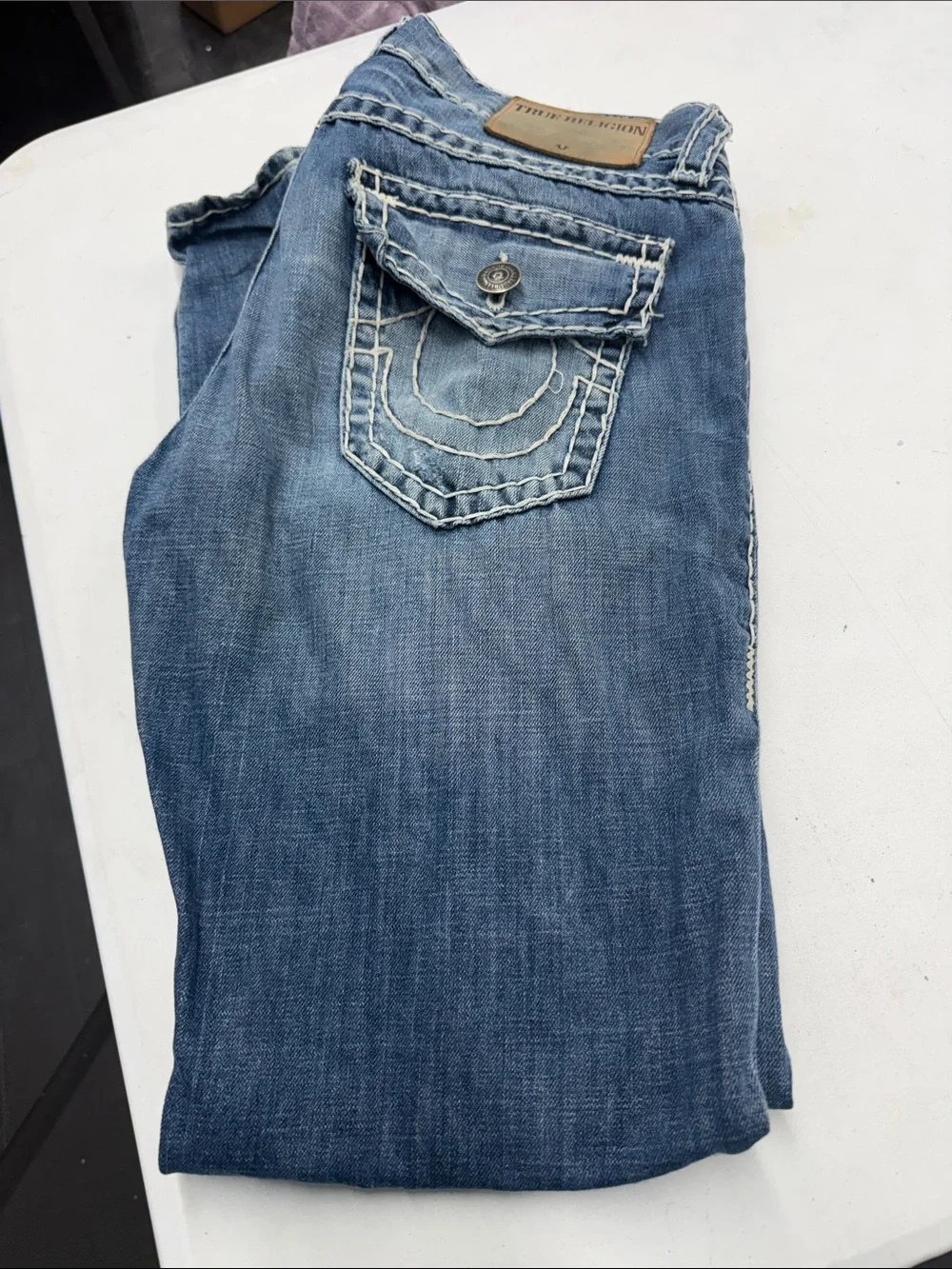 True Religion Men's Medium Blue Denim Jeans